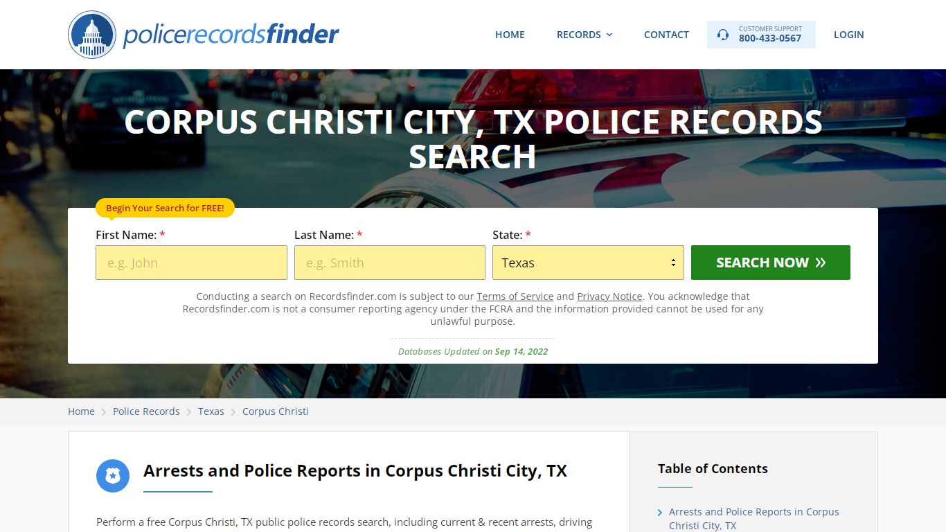 CORPUS CHRISTI CITY, TX POLICE RECORDS SEARCH - RecordsFinder